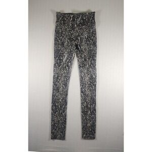 Spanx Faux Leather Leggings XS Snakeskin Print Black White High Waist 20241R